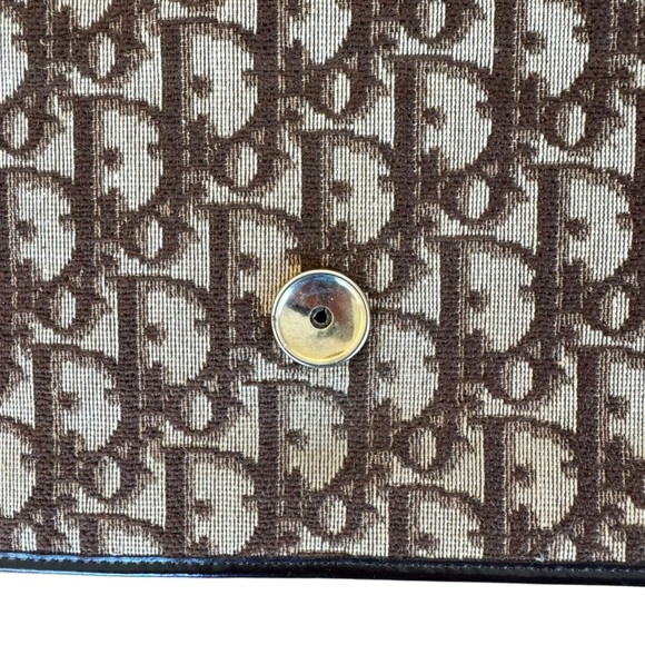 Vintage 70s Christian Dior Clutch Flap Bag Envelope Trotter Brown Logo Monogram - Picture 8 of 15